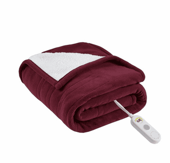 Serta Heated Fleece to Sherpa Throw - 50"Wx60"L