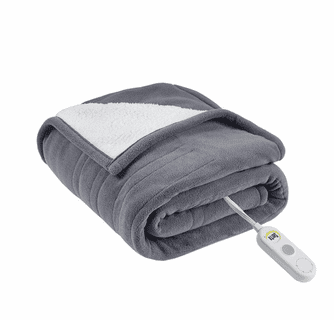 Serta Heated Fleece to Sherpa Throw - 50"Wx60"L