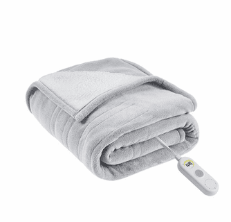 Serta Heated Fleece to Sherpa Throw - 50"Wx60"L