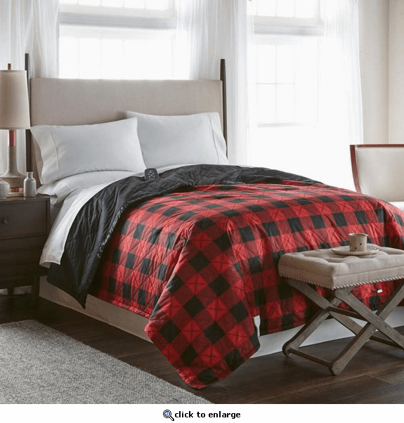 Shavel Micro Flannel The Original 7 Layers of Warmth Electric Blanket - Full/Buffalo Check Red