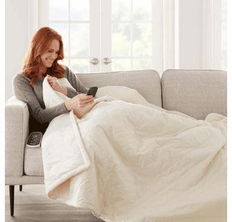 Shavel Micro Flannel The Premier Reverse to Ultra Velvet Heated Throw/Twin - Oversized 62" x 84"