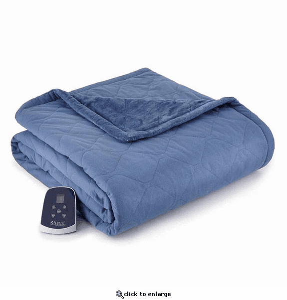 Shavel Micro Flannel The Premier Reverse to Ultra Velvet Heated Throw/Twin - Oversized 62