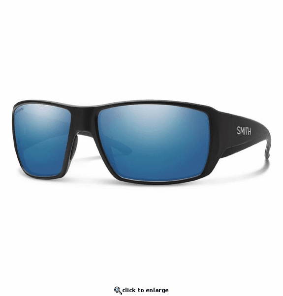 Smith Optics Guide's Choice Sunglasses ChromaPop Glass Polarized Blue Mirror - Matte Black Frame