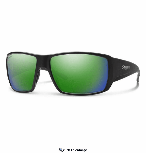 Smith Optics Guide's Choice Sunglasses ChromaPop Glass Polarized Green Mirror - Matte Black Frame