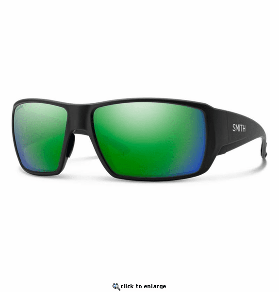 Smith Optics Guide's Choice XL Sunglasses ChromaPop Glass Polarized Green Mirror - Matte Black Frame