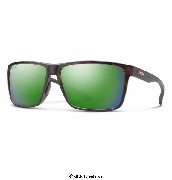 Smith Optics Riptide Sunglasses ChromaPop Glass Polarized Green Mirror - Matte Tortoise Frame