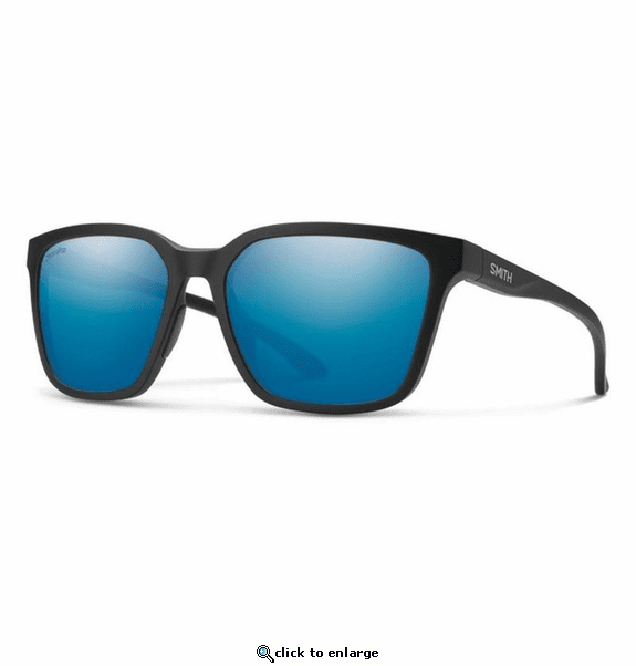 Smith Optics Shoutout Sunglasses ChromaPop Polarized Blue Mirror - Matte Black Frame