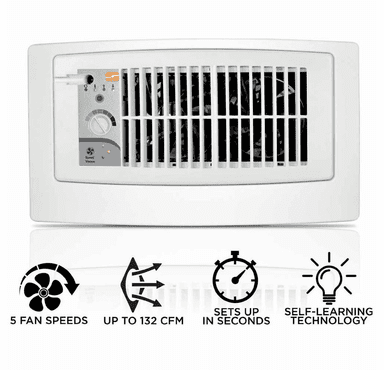 Suncourt Flush Fit Smart Register Booster Fan with Adaptor Plate