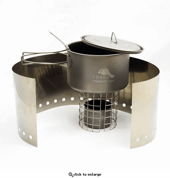TOAKS Titanium Cook System - Ultra Thin Wall 700ml Pot & Siphon Alcohol Stove with Wire Pot Stand