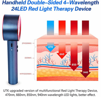 UTK High Power 24 LED Red Light Therapy Device with 470/660/850/940nm Wavelength