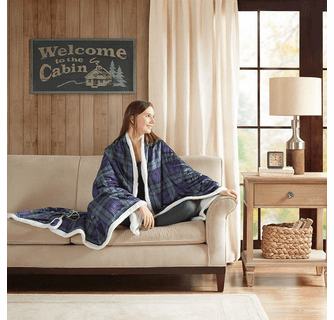 Woolrich Brewster Oversized Mink to Berber Heated Throw - 60"W x 70"L