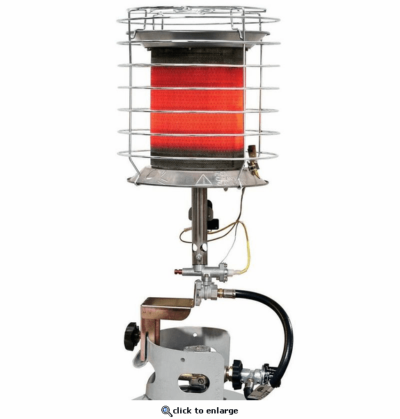 World Marketing 360 Propane(LP) Tank Top Heater with Safety Tip-Over - Match Ignition/Silver