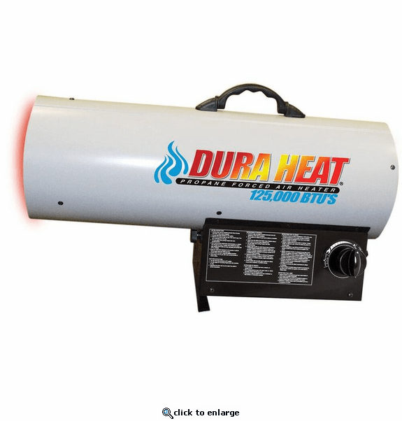 World Marketing 70K-125K BTU Propane(LP) Forced Air Heater - Continuous Ignition/White