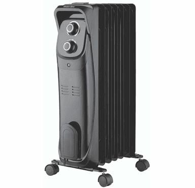 World Marketing Comfort Glow 1500W 7 Fins Oil-Filled Radiator Heater for Indoor Use - Black