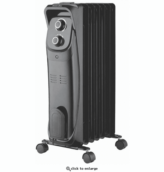 World Marketing Comfort Glow 1500W 7 Fins Oil-Filled Radiator Heater for Indoor Use - Black