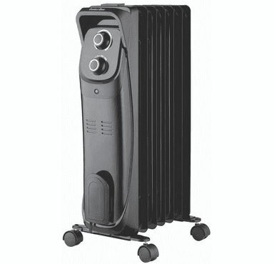World Marketing Comfort Glow 1500W 7 Fins Oil-Filled Radiator Heater for Indoor Use - Black