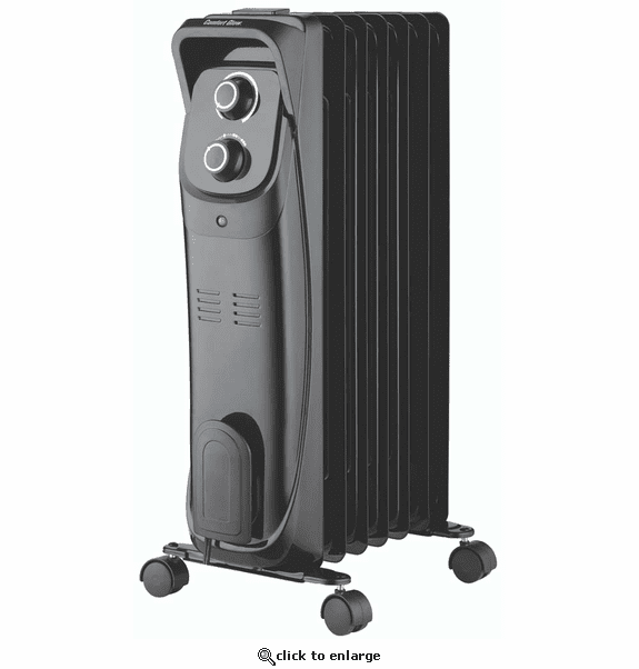 World Marketing Comfort Glow 1500W 7 Fins Oil-Filled Radiator Heater for Indoor Use - Black