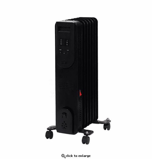 World Marketing Comfort Glow Electric Oil Filled Radiator Heater with 3 Power Settings - Black