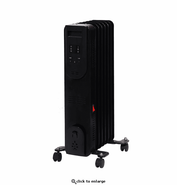 World Marketing Comfort Glow Electric Oil Filled Radiator Heater with 3 Power Settings - Black