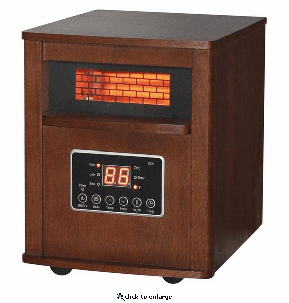 World Marketing Comfort Glow Infrared Electric Space Heater and Over Heat Protection - Chestnut
