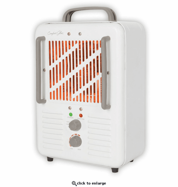World Marketing Comfort Glow Milkhouse Style Electric Heater with 3-prong Grounded Plug - White