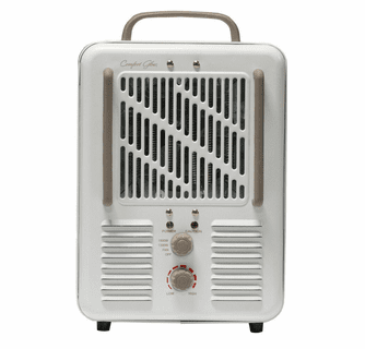 World Marketing Comfort Glow Milkhouse Style Electric Heater with 3-prong Grounded Plug - White