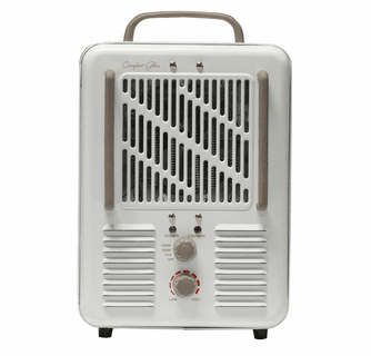 World Marketing Comfort Glow Milkhouse Style Electric Heater with 3-prong Grounded Plug - White