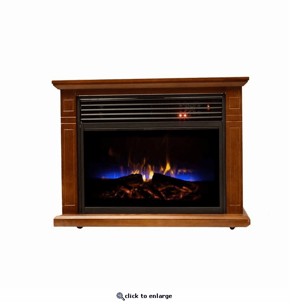 World Marketing Comfort Glow Mobile Quartz Electric Fireplace - Vintage Oak