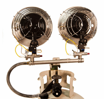 World Marketing Double Burner Tank Top Heater with Tip-over Shut-off - Match Ignition/Silver