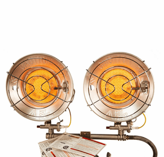World Marketing Double Burner Tank Top Heater with Tip-over Shut-off - Match Ignition/Silver