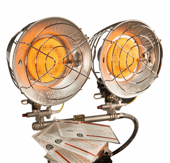 World Marketing Double Burner Tank Top Heater with Tip-over Shut-off - Match Ignition/Silver