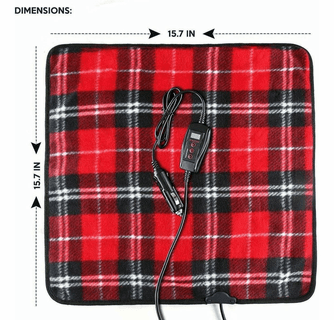Zone Tech 12V Car Mini Heated Travel Blanklet Pad - Red Plaid