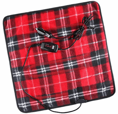 Zone Tech 12V Car Mini Heated Travel Blanklet Pad - Red Plaid