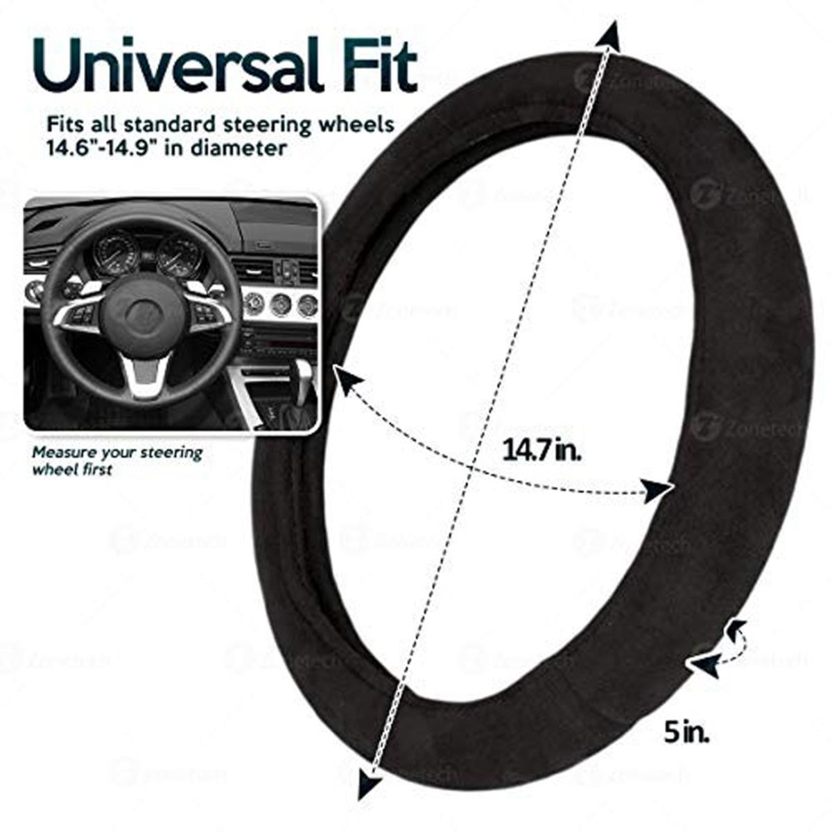 Zone Tech 12V Car Steering Wheel Heated Cover Classic Black My