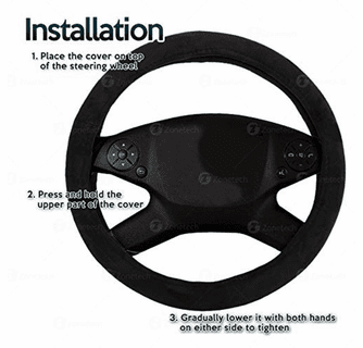 Zone Tech 12V Car Steering Wheel Heated Cover - Classic Black