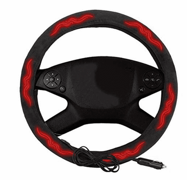 Zone Tech 12V Car Steering Wheel Heated Cover - Classic Black