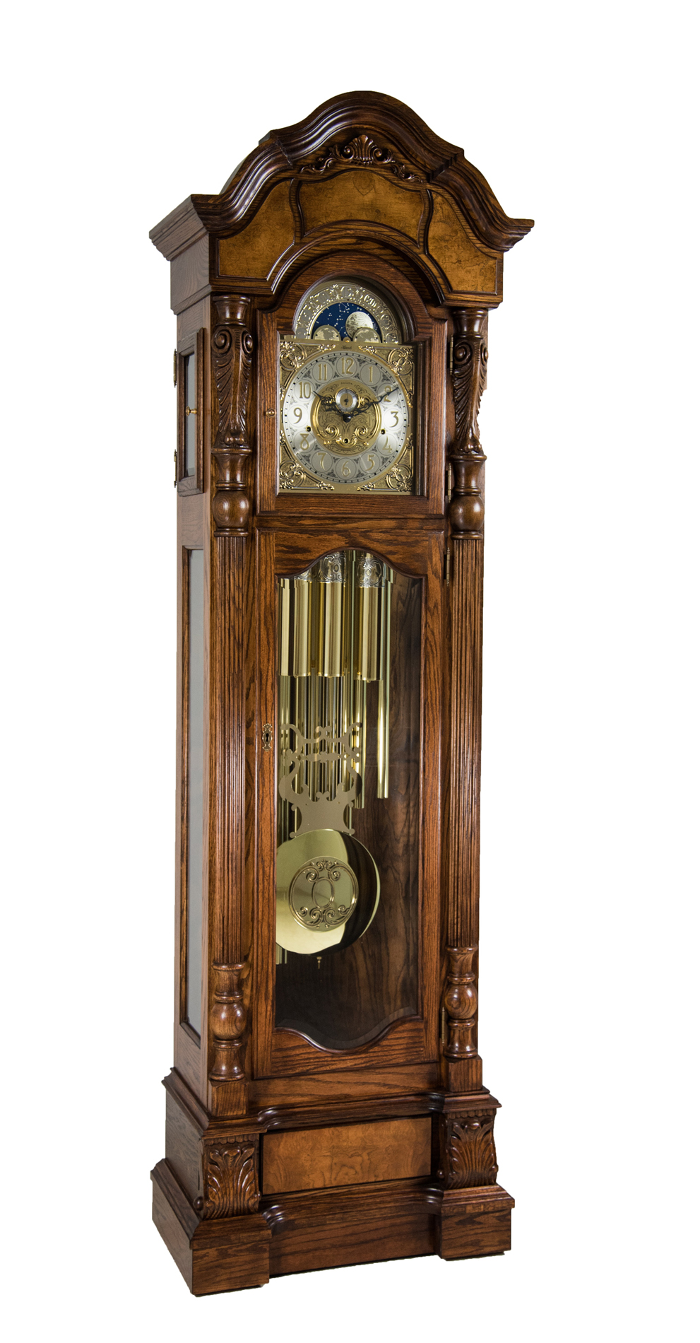 Anstead Tubular Chimes Grandfather Clock by Hermle Clocks Dark Oak