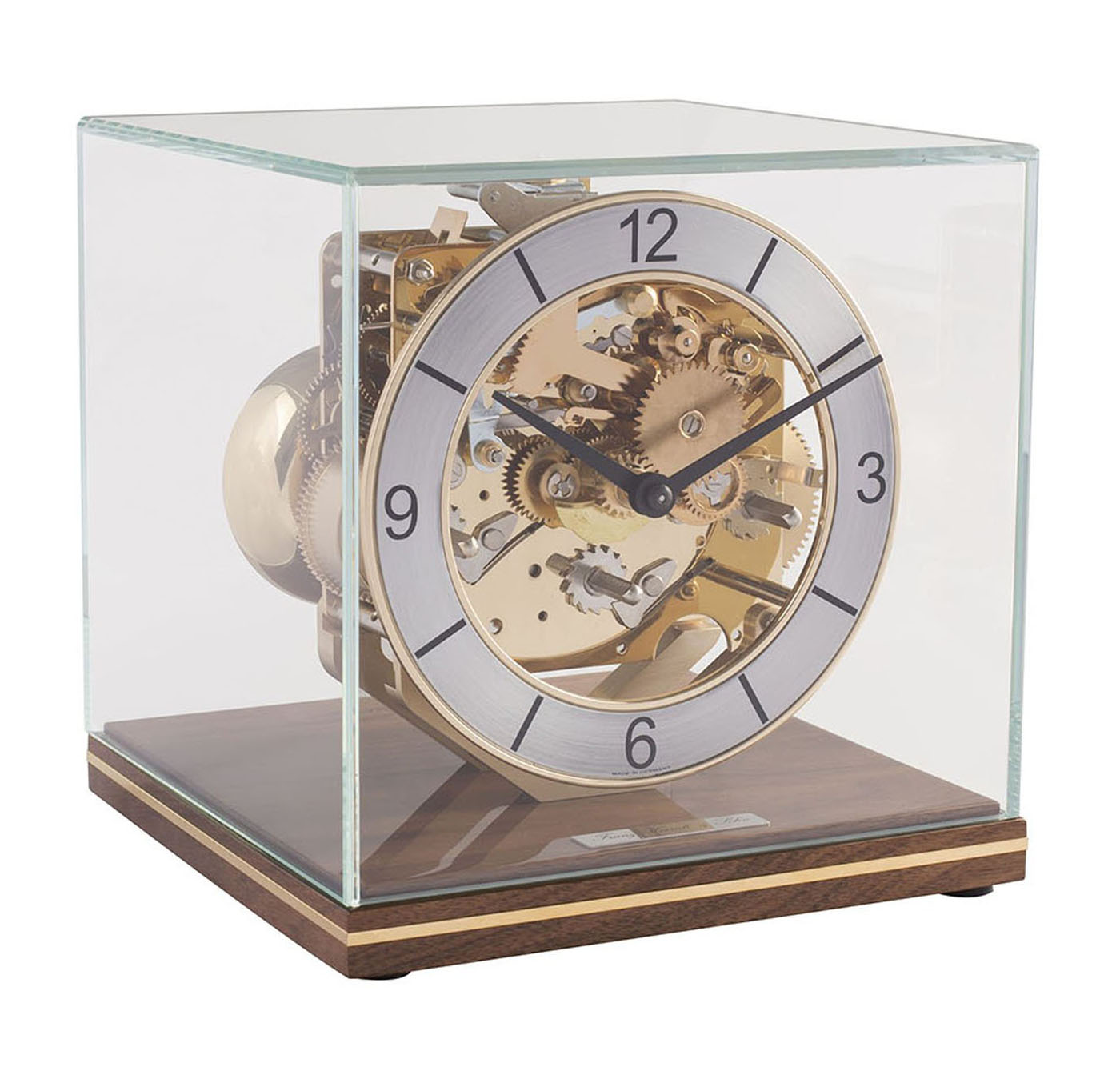 Clarke Walnut Key Wound Mantel Clock by Hermle Executive Gifts