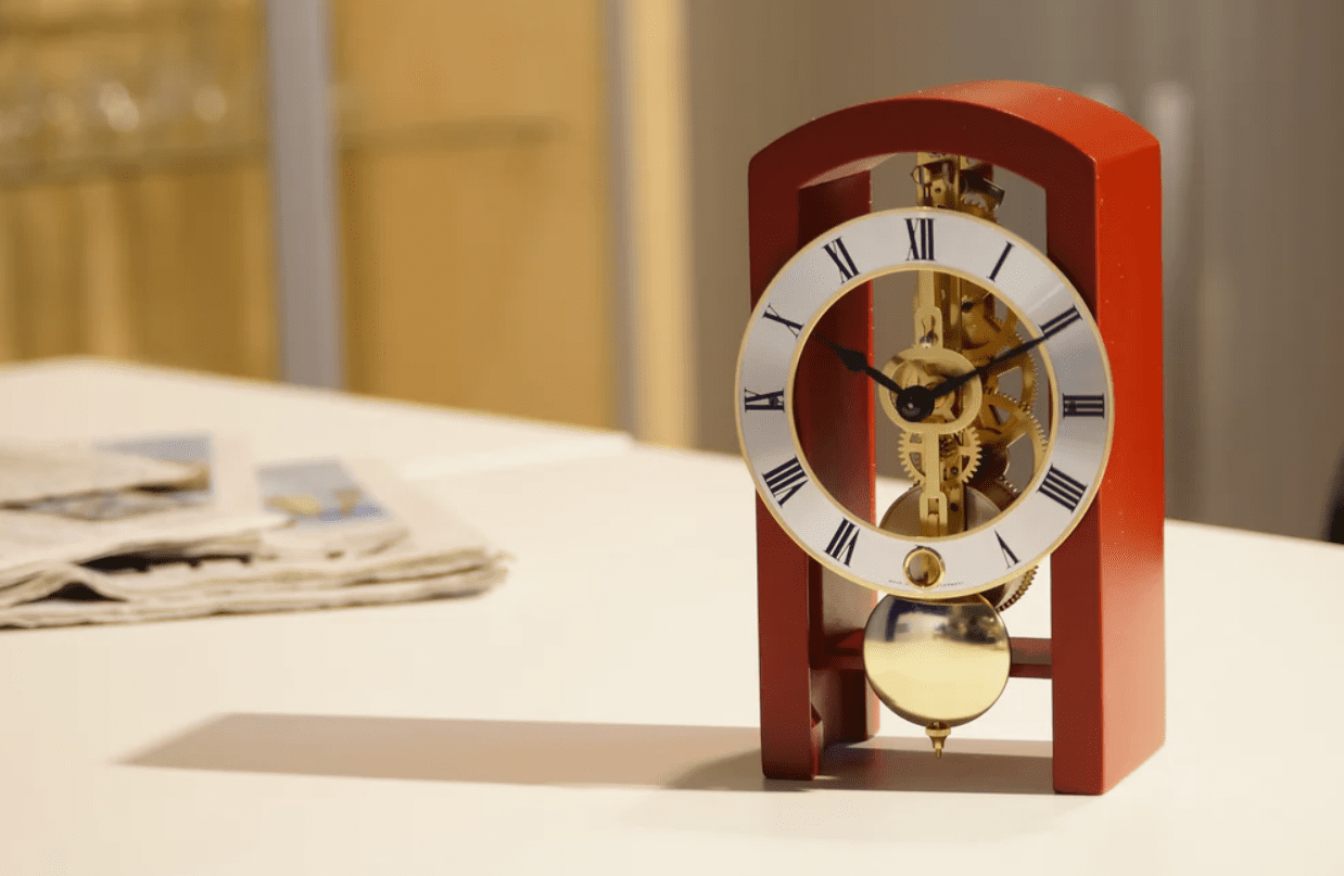 Patterson Red Key Wound Mantel Clock by Hermle