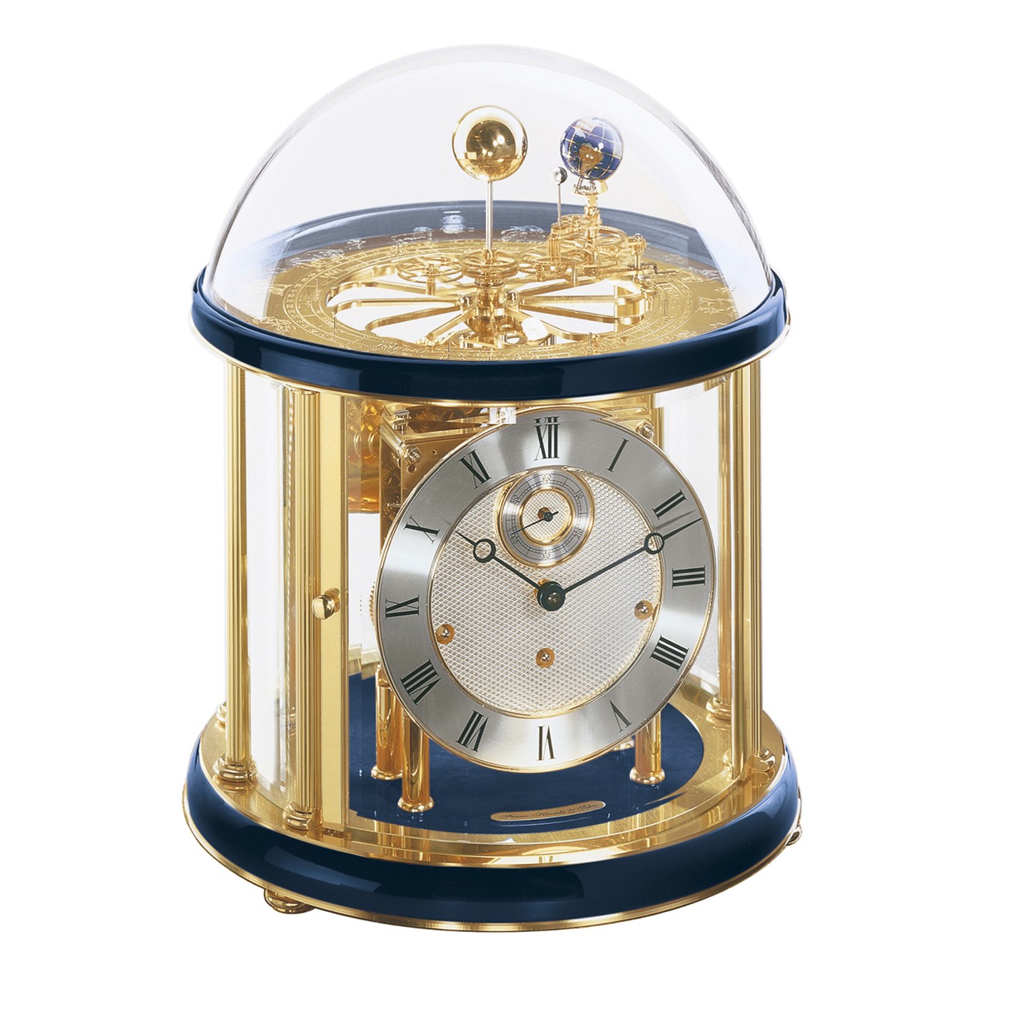 Tellurium Blue and Brass Keywound Mantel Clock by Hermle 501 and up...