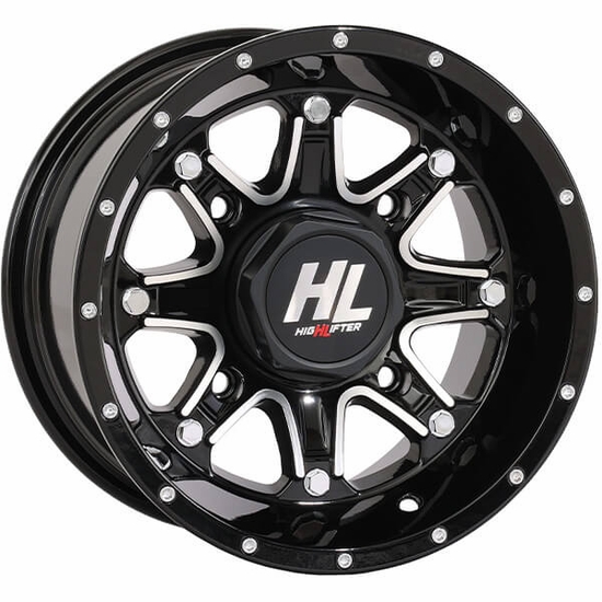 12x7 High Lifter HL4 Gloss Black and Machined Wheel - 4/110