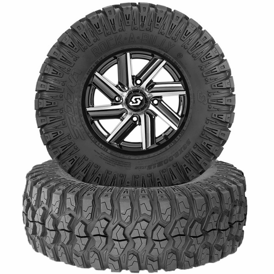 14x7 Sedona Chopper Machined Wheel w/ 28-10-14 Rock-A-Billy Tire - 4/137