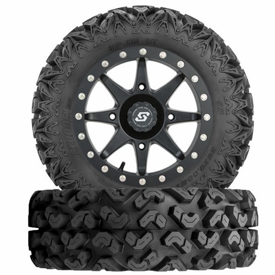14x7 Sedona Storm Beadlock Wheel w/ 27-11-14 Rip-Saw R/T Tire - 4/137