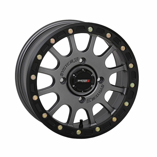 14x7 System 3 SB-5 Matte Gunmetal Grey Beadlock Wheel - 4/137