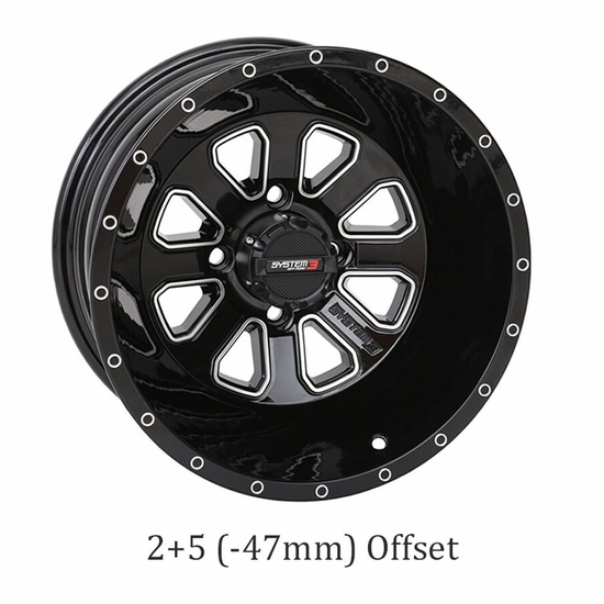 14x7 System 3 ST-4 Gloss Black and Machined Wheel - 4/110 - alt image 0