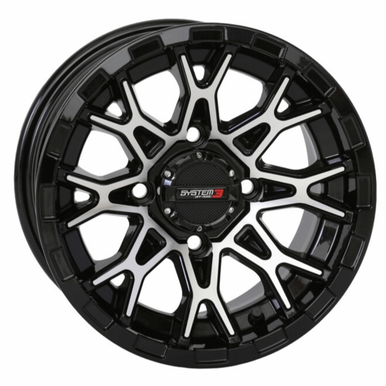14x7 System 3 ST-6 Gloss Black and Machined Beadlock Wheel - 4/137