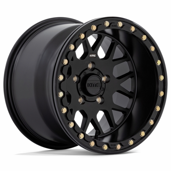 15x7 KMC KS235 Grenade Satin Black Beadlock Wheel - 4/110