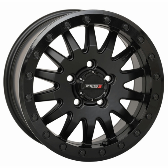 15x7 System 3 SB-8 Matte Black Beadlock Wheel - 5/4.5
