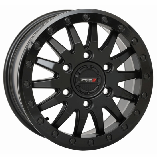 15x7 System 3 SB-8 Matte Black Beadlock Wheel - 6/5.5