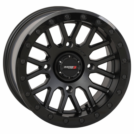 15x9 System 3 SB-9 Matte Black Beadlock Wheel - 5/4.5